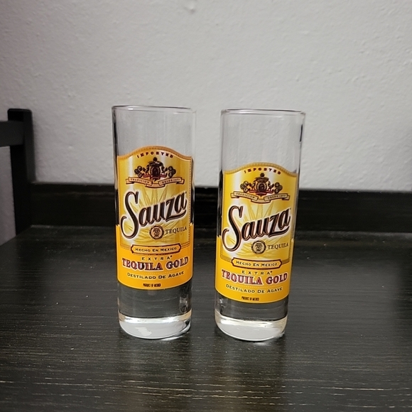 Pair of Original Sauza Gold Tequila Shooters 4" Tall Shot Glass - Home Bar - Picture 1 of 6